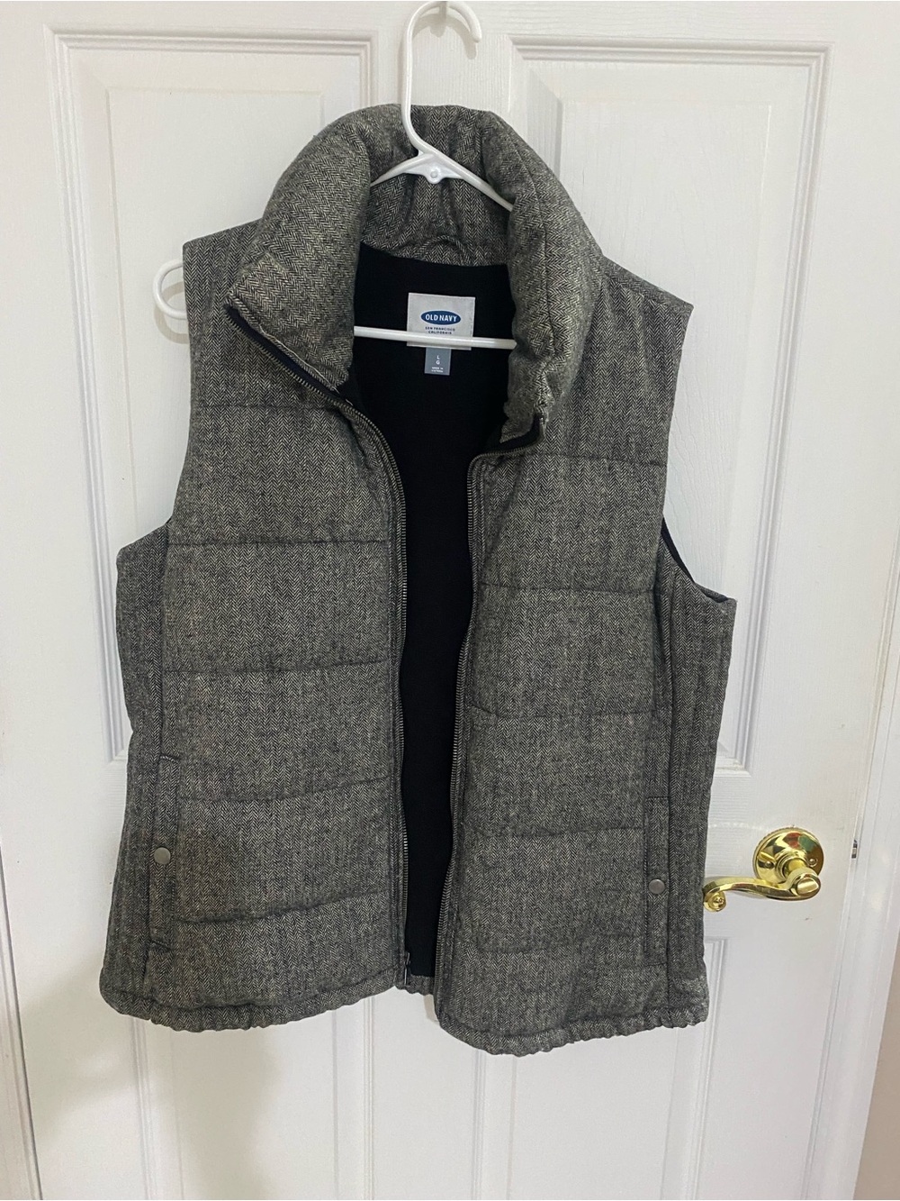 Old Navy Gray Quilted Vest with Stand Collar